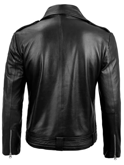 Negan Men's Black Asymmetrical Biker Leather Jacket