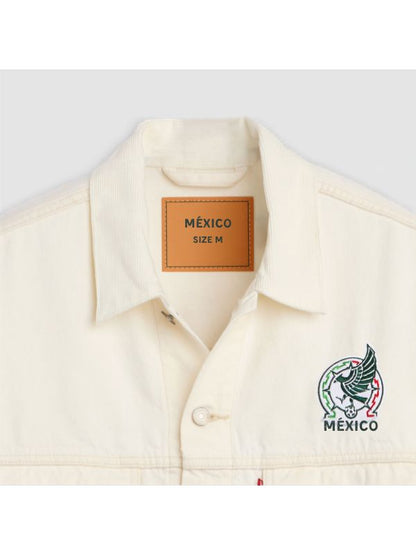 Mexico Football Type III Jacket Green Denim Trucker Style Soccer Fan Jacket