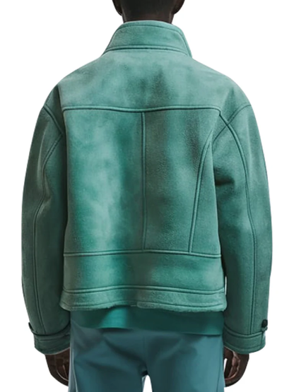 Mint Green Double Breasted Wool Jacket