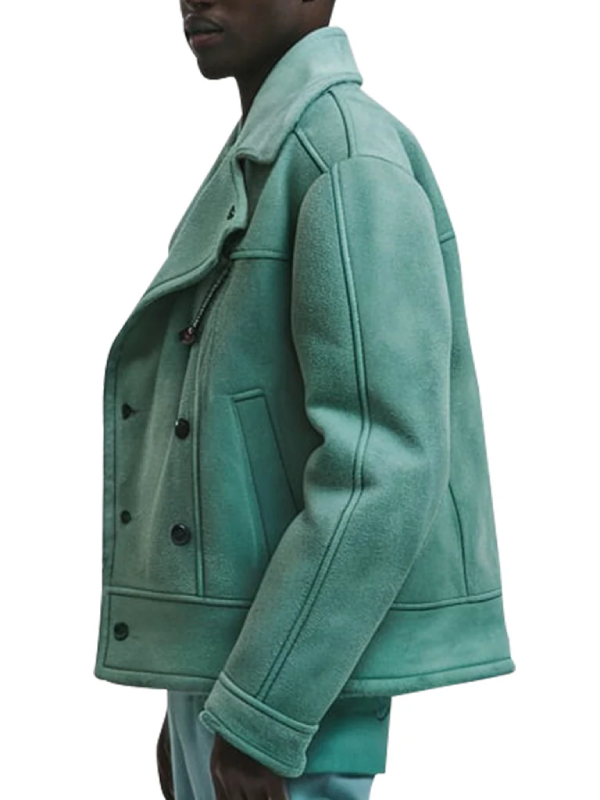 Mint Green Double Breasted Wool Jacket 2026