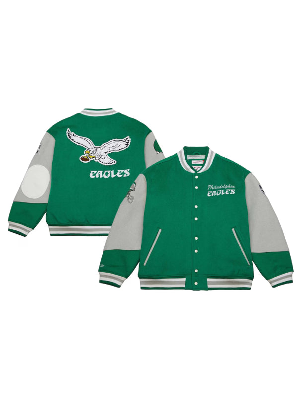 Mitchell Ness Philadelphia Eagles Kelly Green Varsity Jacket