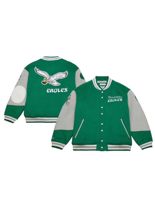 Mitchell Ness Philadelphia Eagles Kelly Green Varsity Jacket
