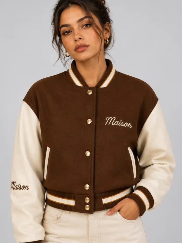 Mocha Maison Varsity Jacket