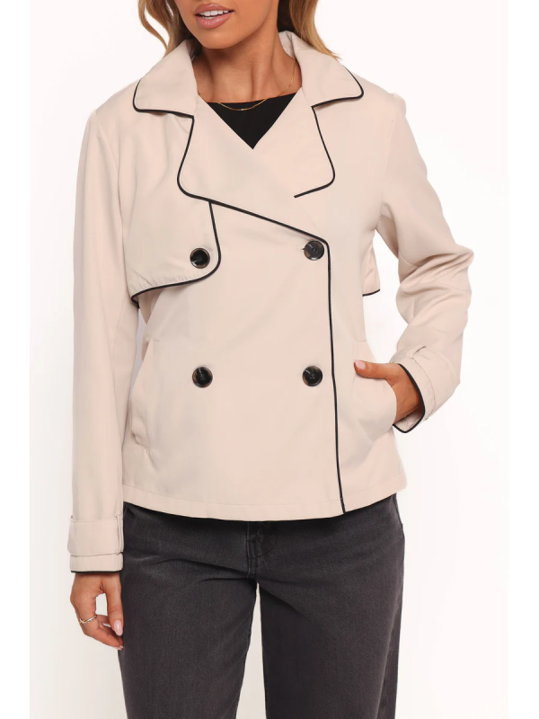 Modern Double-Breasted Crop Coat