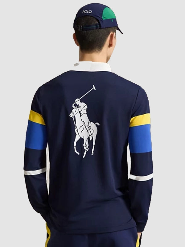 Multicolor Navy US Open 2026 Ball Crew Polo Shirt with Long Sleeve