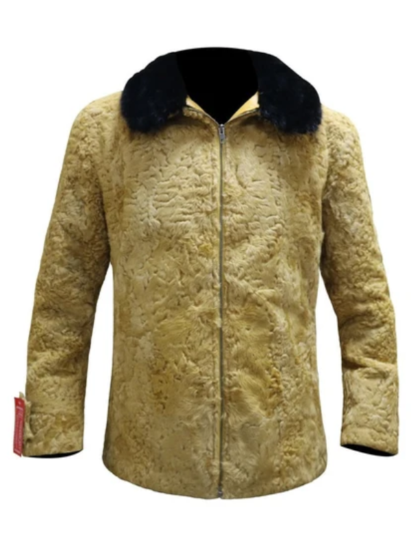 Mustard Brown Fur Jacket for Men