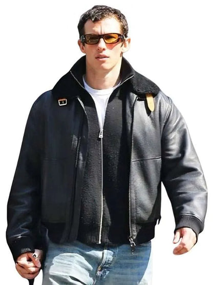 NYC Callum Turner Shearling Leather Jacket