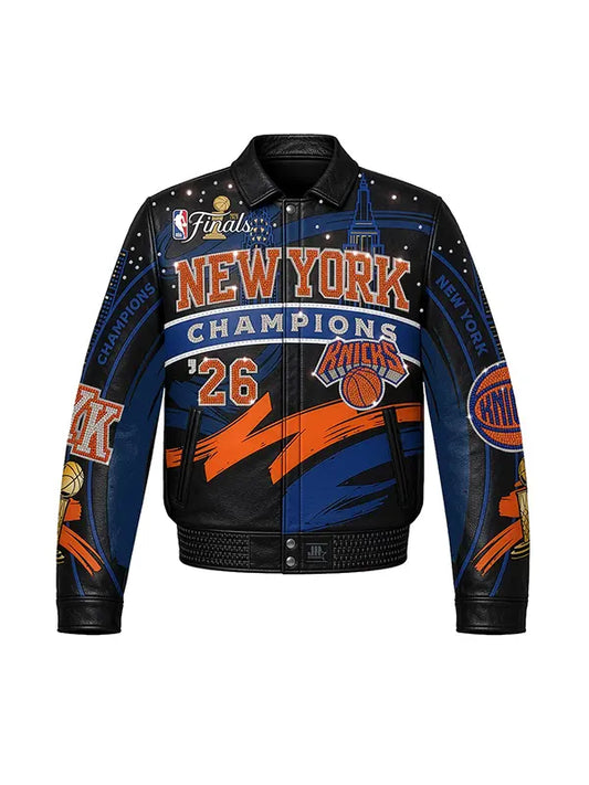 NY Knicks NBA Finals Champions Leather Jacket 2026