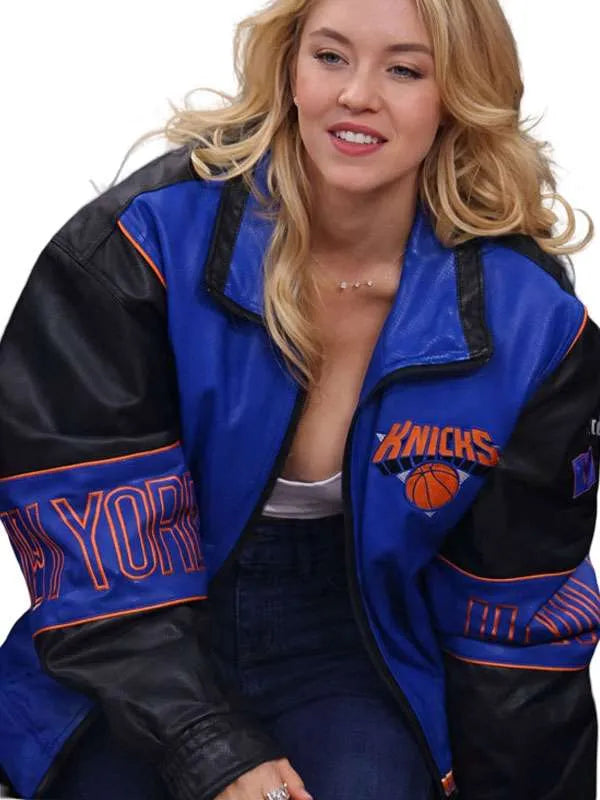 NY Knicks NBA Finals Game Sydney Sweeney Leather Jacket