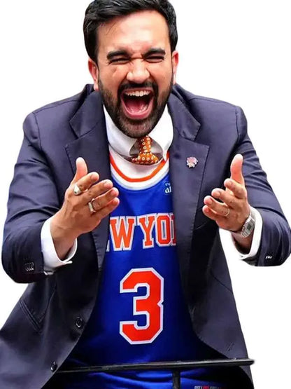 NY Knicks Victory Parade 2026 Zohran Mamdani Blue Blazer