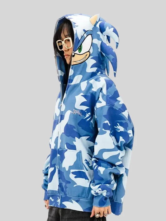 Neptun x Sonic 2026 Blue Camo Full Zip Up Hoodie Style Jacket