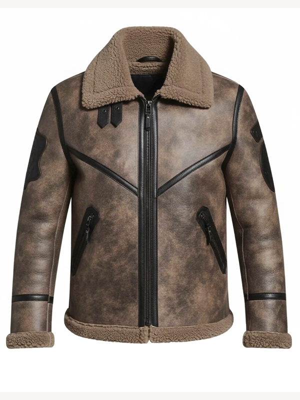 New Jungle Brown Shearling Men Winter Warm Sheepskin Coat