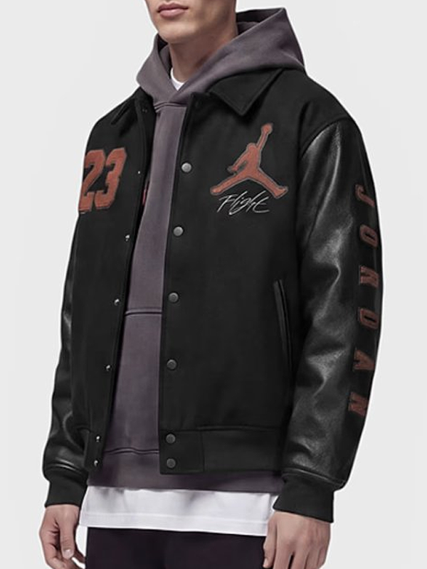 Nike x Jordan LONDON Black Varsity Jacket for Men and Women