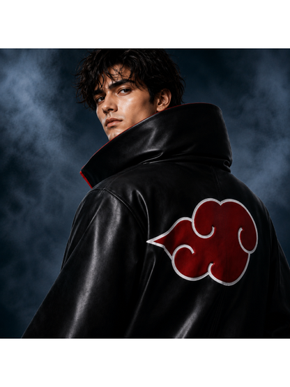 Ninja Style Black Leather Coat Punk Gothic Robe Jacket Men