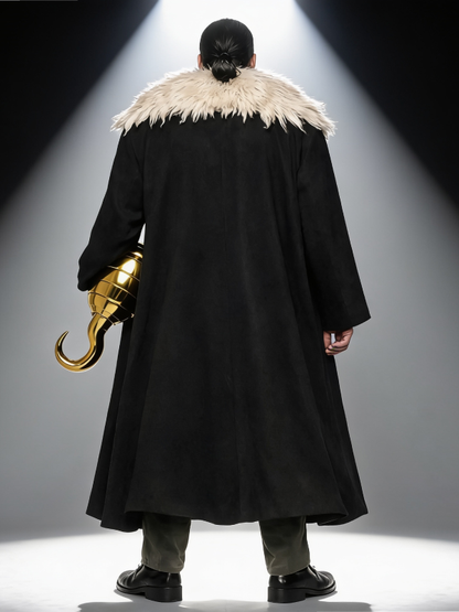 One Piece Crocodile Cosplay Desert King Costume Warlord Anime Outfit with Hook Hand Prop Halloween Party