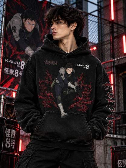 Oversized Anime Print Pullover Hoodie