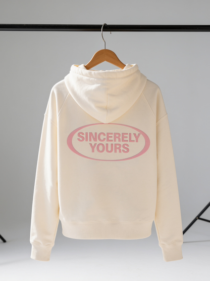 Oversized Cream Hoodie Sincerely Yours Casual Streetwear