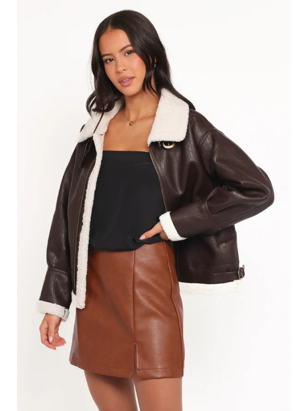 Oversized Faux Shearling Lined Flight Jacket