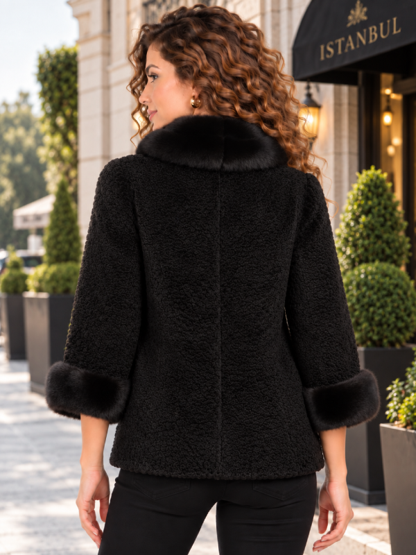 PersianLambFurCoatforWomenwithMinkFurTrim