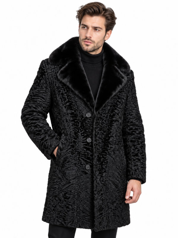 Persian Lamb Coat for Men with Genuine