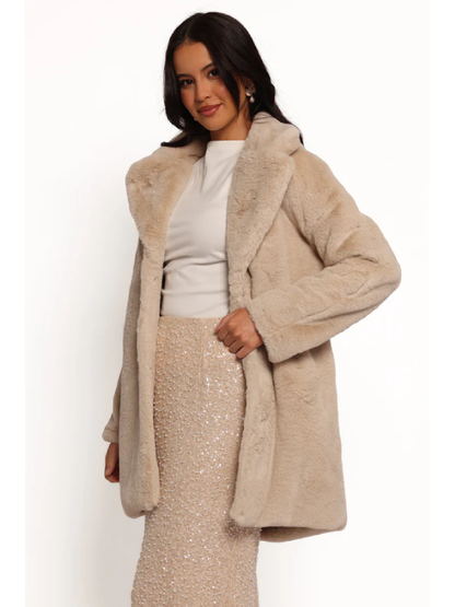 Plush Champagne Beige Teddy Coat