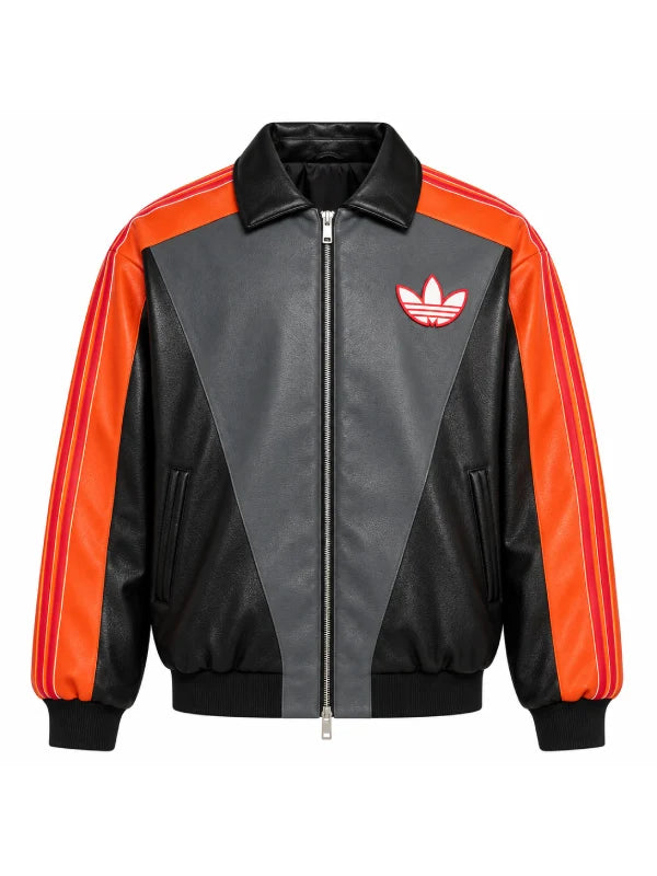 Pokemon Charizard Orange Black Leather Track Jacket