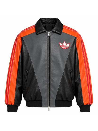 Pokemon Charizard Orange Black Leather Track Jacket