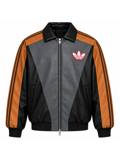 Pokemon Eevee Brown Black Leather Track Jacket