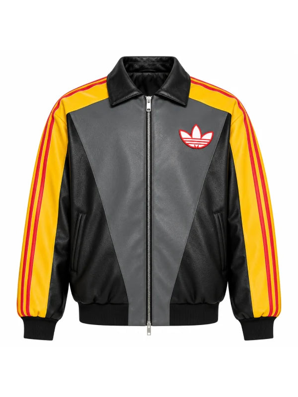 Pokemon Pikachu Yellow Black Leather Track Jacket