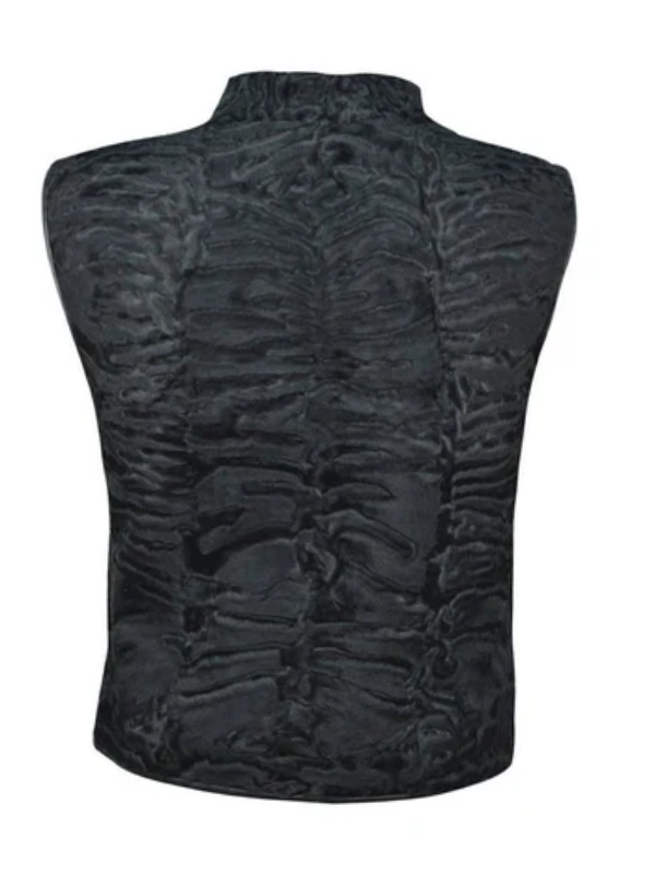 Premium Black Karakul Persian Lamb Fur Vest for Men