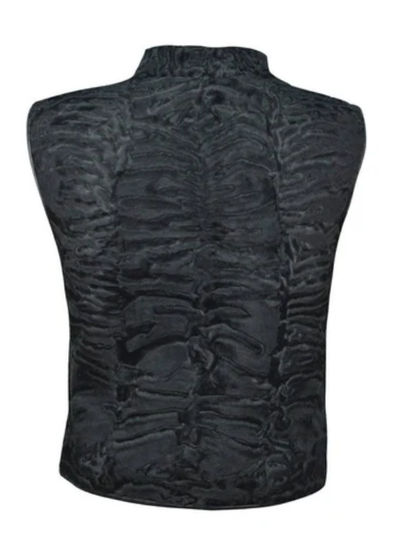 Premium Black Karakul Persian Lamb Fur Vest for Men