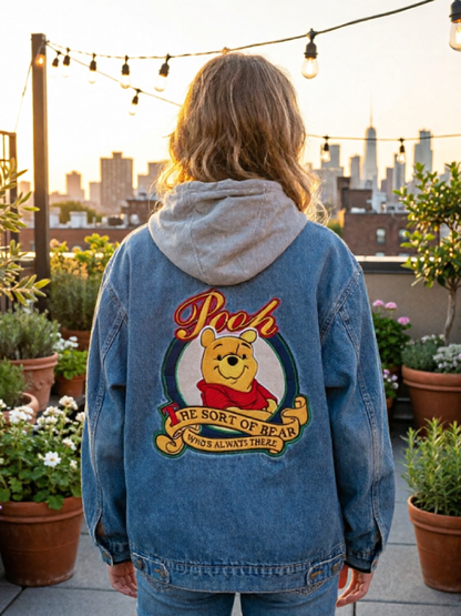 Rare Vintage Disney Winnie the Pooh Denim Varsity Jacket