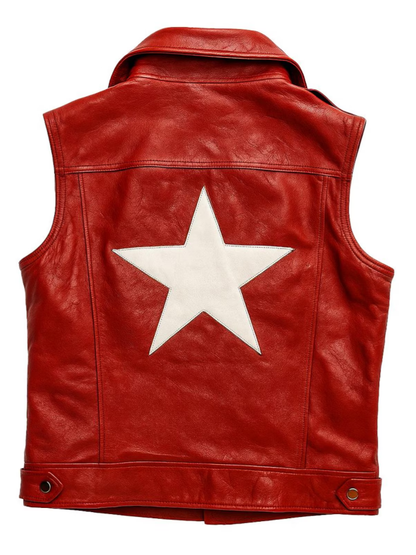 Red Leather Vest Terry Bogard Style Fighting Game Cosplay Jacket