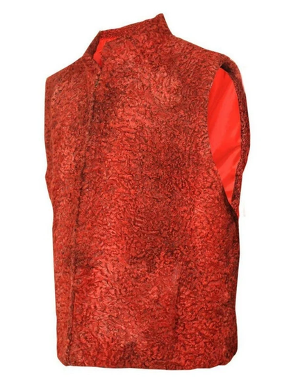 Red Persian Lamb Fur Winter Vest for Men