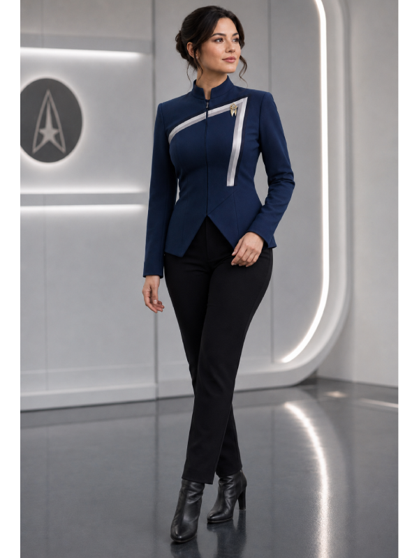 Retro Futuristic Navy Command Jacket Sci-Fi Costume Wear