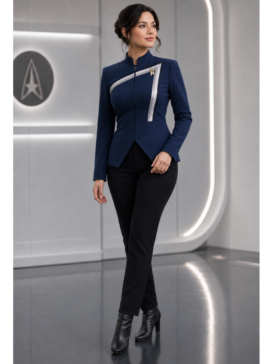Retro Futuristic Navy Command Jacket Sci-Fi Costume Wear