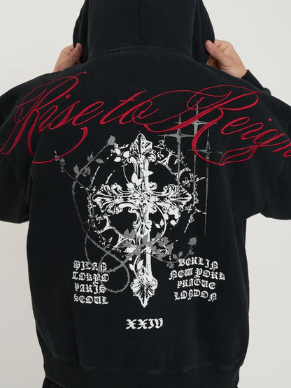 Rise To Reign Mens Black Zip Up Hoodie
