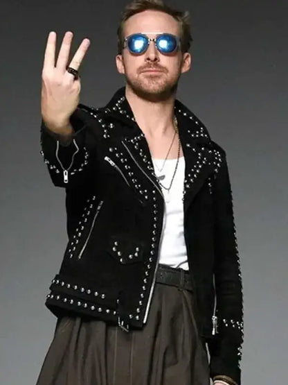 SNL Ryan Gosling Studded Leather Jacket Design View