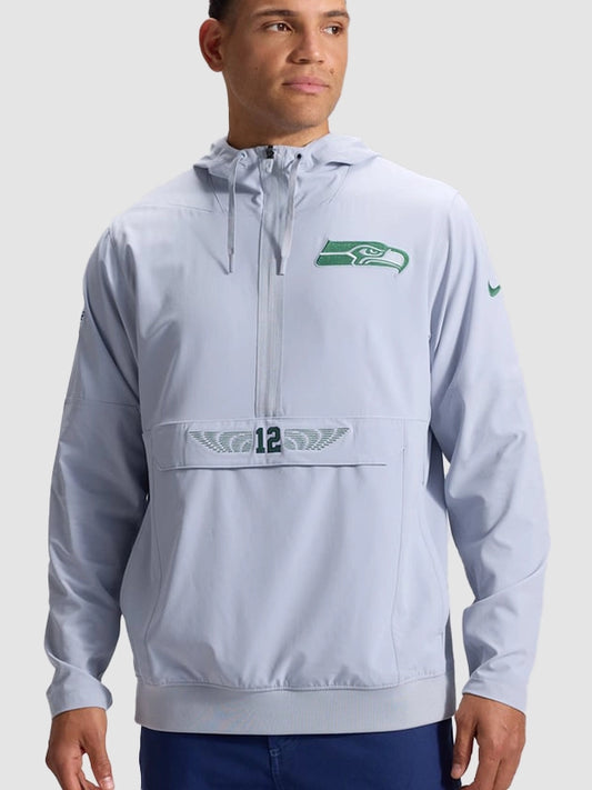 Seattle Seahawks 2026 Nike Rivalries Collection Gray Sideline Half Zip Anorak Jacket