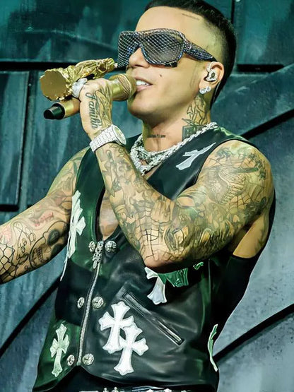 Sfera Ebbasta Stadio San Siro Milan 2026 Leather Vest