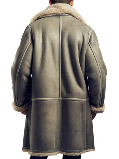 Shearling Lined Leather Aviator Coat