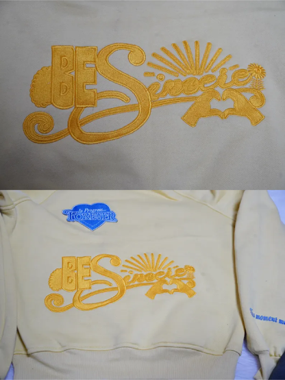 Sincerely Yours Yellow Fleece Hoodie Trendy Oversized Fit Casual Wear