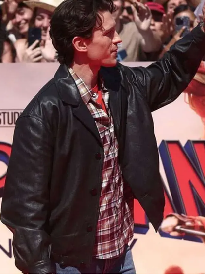 Spider Man Promotional Event Tom Holland Leather Jacket