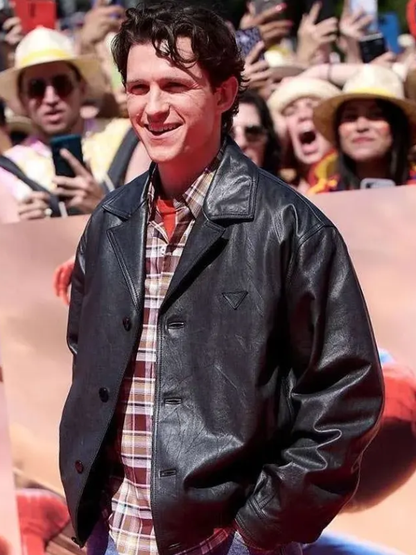 Spider Man Promotional Event Tom Holland Leather Jacket