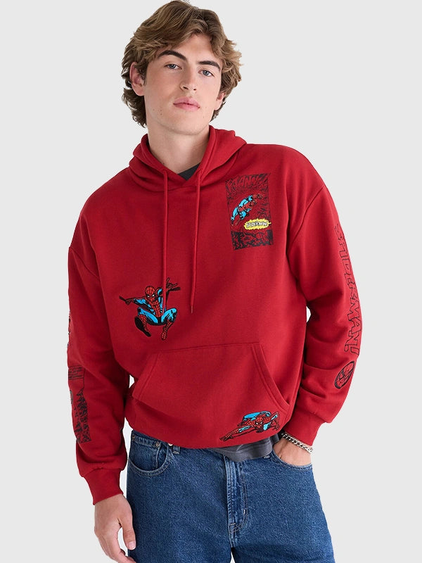 Spider Man Marvel Aeropostale Comic Red Boxy Pullover Hoodie 2026