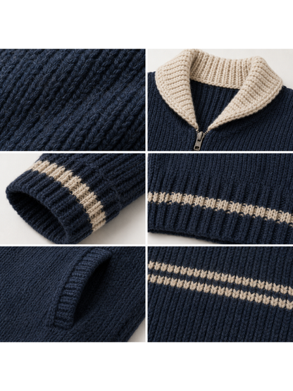 Striped Navy Cardigan Sweater