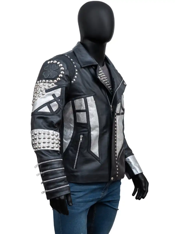 Studded Black Motorcycle Leather Jacket