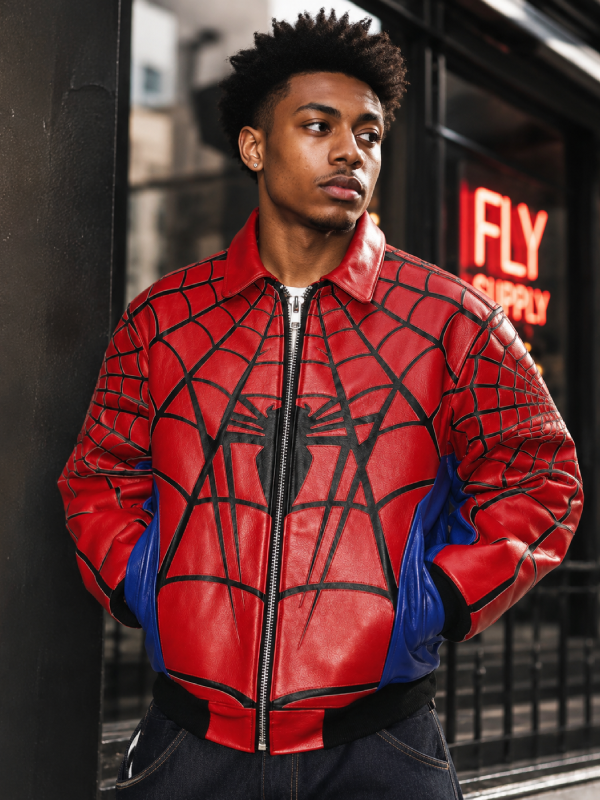 Supreme Spiderman Leather Jacket Spider Man Racing Jacket