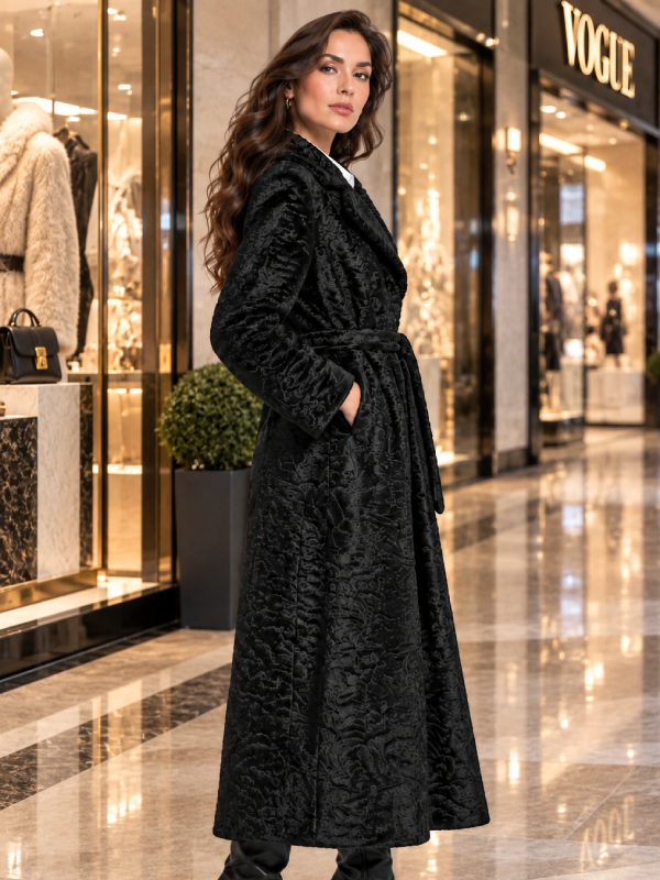 Swakara Fur Coat with Belt