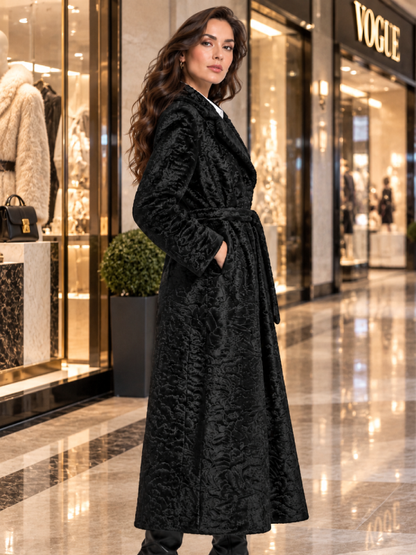 Swakara Fur Coat with Belt